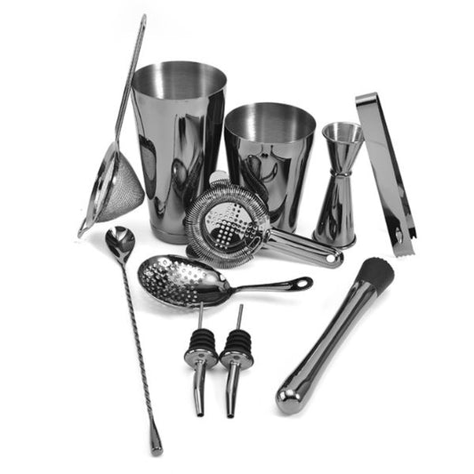 Black Stainless Steel Barware Set (11 Pieces)